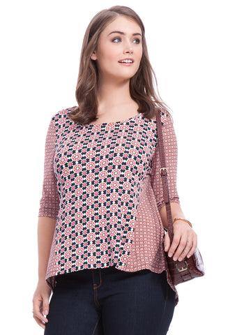 Colorblock Tunic in Medallion Print